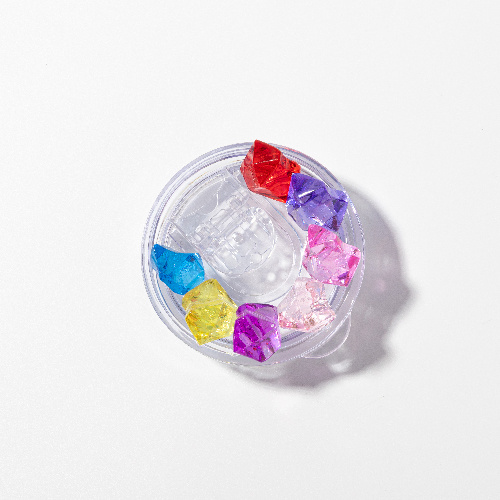 Kubek 600 ml ze słomką do sublimacji - biały, pokrywka ze sztucznym kolorowym lodem