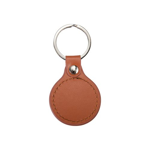 Brelok skórzano-metalowy do sublimacji - koło - brązowy