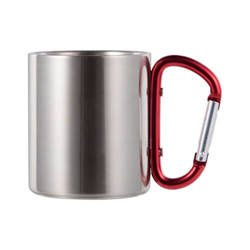 Kubek metalowy 200 ml do sublimacji z uszkiem karabińczykiem - srebrny
