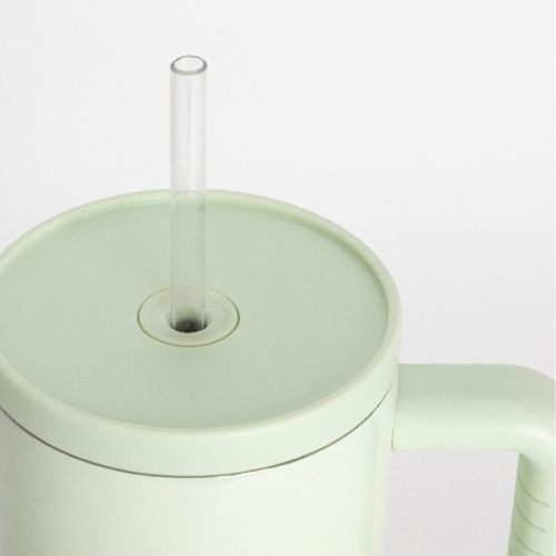 Kubek podróżny ze stali nierdzewnej 1200 ml z uchwytem i słomką - jasnozielony