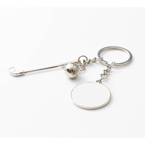 Brelok metalowy z piłeczką i kijem do golfa do sublimacji