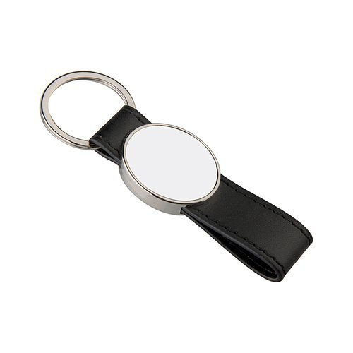 Brelok skórzano-metalowy do sublimacji - owal - czarny