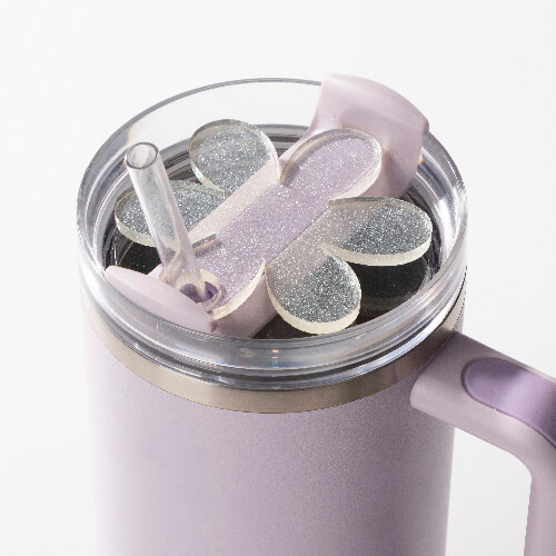 Akrylowa plakietka imienna do kubka 1200 ml z brokatem do sublimacji - kwiatek