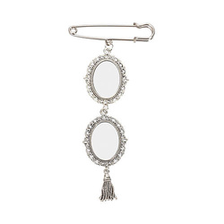 Podwójna owalna broszka - agrafka z zawieszka frędzlami do sublimacji