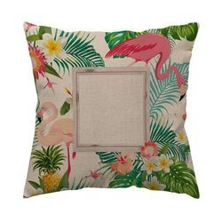 Dwukolorowa poszewka z płótna 38 x 38 cm do sublimacji - Flamingo