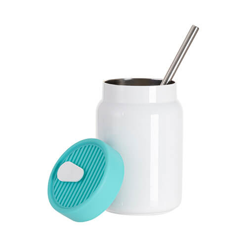 Kubek stalowy 480 ml z zieloną silikonową pokrywką do sublimacji