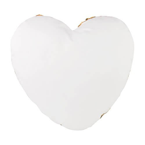 Poszewka w kształcie serca 39 x 44 cm z dwukolorowymi cekinami do sublimacji - złota