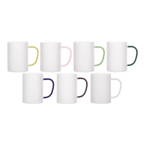 Szklanka 360 ml szroniona z jasnozielonym uszkiem do sublimacji