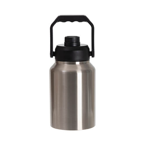 Butelka podróżna ze stali nierdzewnej 2000 ml z uchwytem do sublimacji - srebrna
