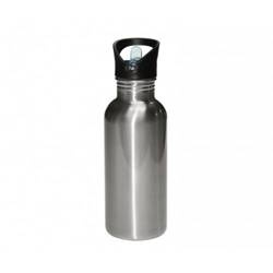 Bidon rowerowy srebrny z ustnikiem i słomką 600 ml Sublimacja Termotransfer
