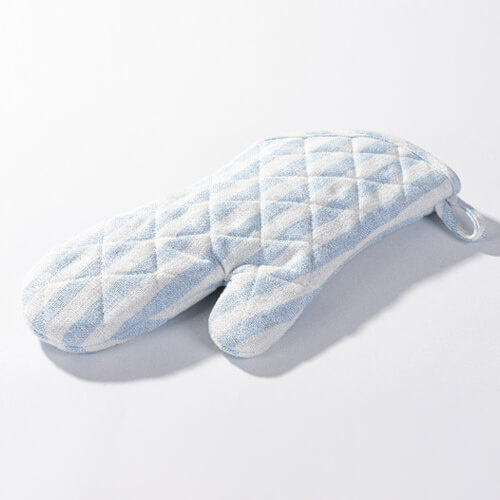 Rękawica kuchenna termoizolacyjna do sublimacji - kremowa w błękitne paski