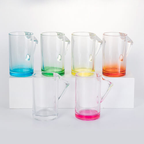 Kufel szklany 400 ml z trójkątnym uszkiem do sublimacji - błękitne dno