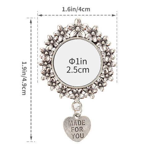 Okrągła broszka z zawieszką w kształcie serca do sublimacji