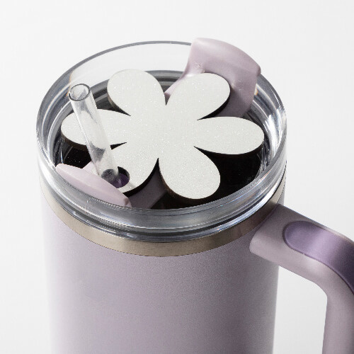 Plakietka imienna z płyty pilśniowej z brokatem do kubka 1200 ml do sublimacji - kwiatek