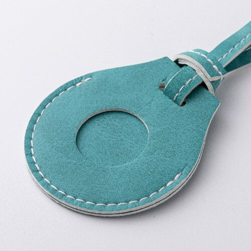 Skórzana zawieszka z paskiem na bagaż / etui na AirTag do sublimacji - zielona