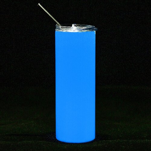 Kubek 600 ml ze słomką do sublimacji - świecący w ciemności na niebiesko