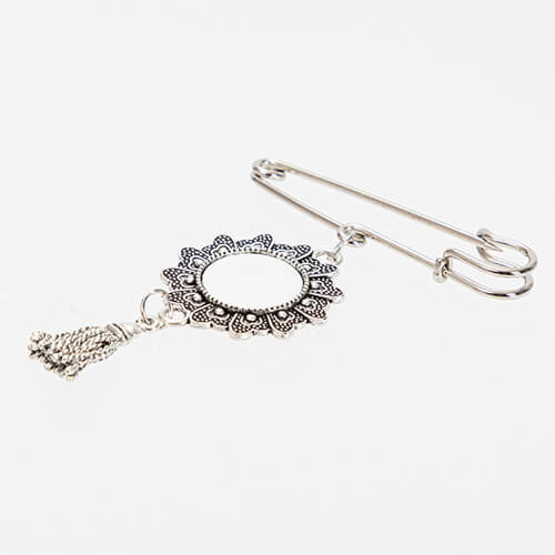 Okrągła broszka - agrafka z zawieszka frędzlami do sublimacji