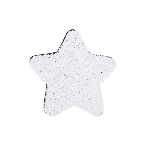 Dwukolorowe cekiny do sublimacji i aplikacji na tekstyliach - czerwona gwiazda