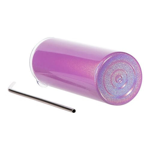 Kubek 600 ml ze słomką do sublimacji - fioletowy opalizujący