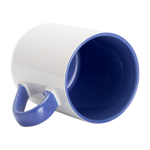 Kubek 325 ml do sublimacji - z niebieskim wnętrzem i uchem