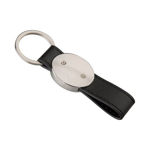 Brelok skórzano-metalowy do sublimacji - owal - czarny
