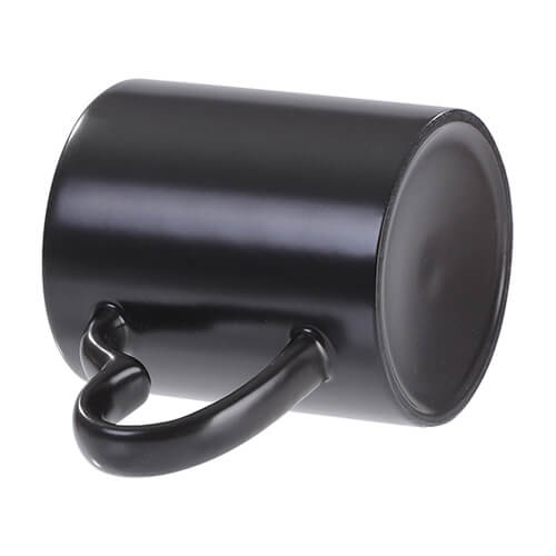 Kubek magiczny czarny półmatowy z uszkiem w kształcie serca do sublimacji