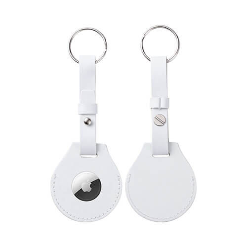 Brelok skórzany z paskiem / etui na AirTag do sublimacji - biały