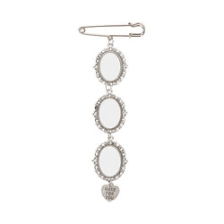 Potrójna owalna broszka - agrafka z zawieszka w kształcie serca do sublimacji