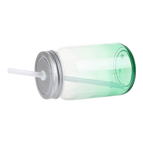 Kubek szklany Mason Jar 450 ml bez uszka do sublimacji - zielony gradient