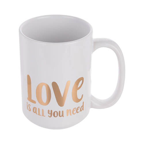 Kubek 450 ml ze złotym napisem do sublimacji - Love is all You need