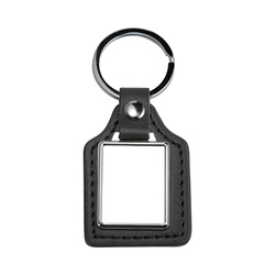 Brelok skórzano-metalowy do sublimacji - prostokąt - czarny