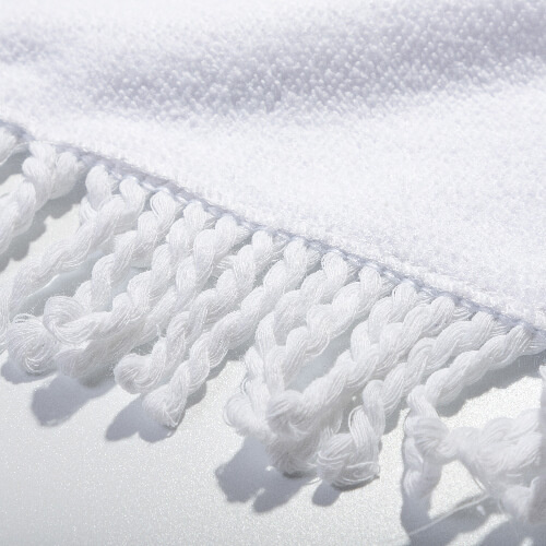 Ręcznik z mikrofibry 152 x 76 cm z frędzlami do sublimacji - biały