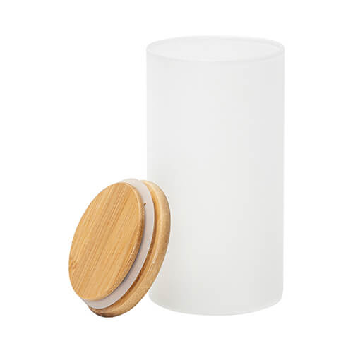 Pojemnik szklany 750 ml z bambusową pokrywką do sublimacji
