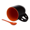 Kubek magiczny z łyżeczką do sublimacji - czarny matowy z pomarańczowym wnętrzem