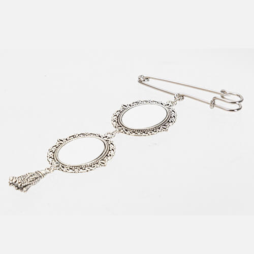 Podwójna owalna broszka - agrafka z zawieszka frędzlami do sublimacji