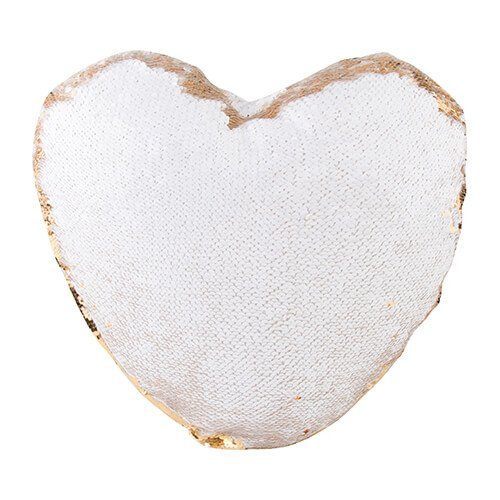 Poszewka w kształcie serca 39 x 44 cm z dwukolorowymi cekinami do sublimacji - złota