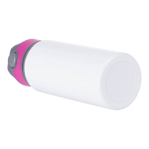 Bidon aluminiowy 650 ml biały z zakrętką z różową wstawką do sublimacji