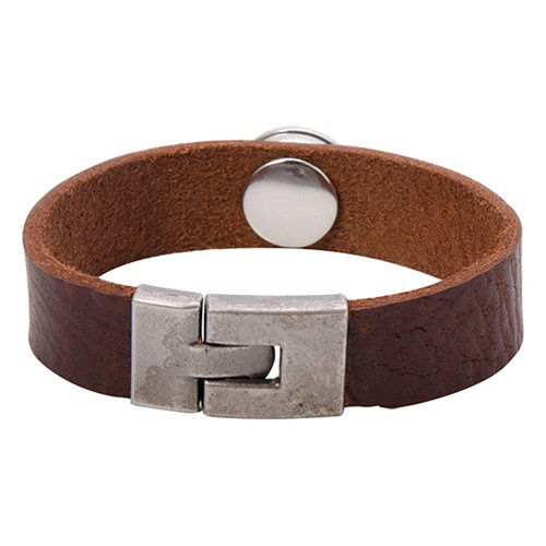 Bransoletka skórzana z kółkiem - brązowa Sublimacja