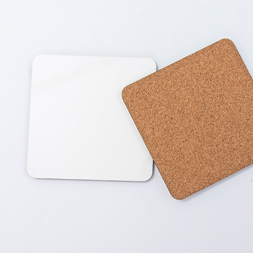 Podkładka pod kubek z twardej tektury i korka do sublimacji - 9,5 x 9,5 cm