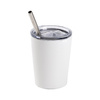 Kubek metalowy 240 ml do mleka ze słomką do sublimacji - biały