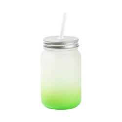 Kubek Mason Jar 450 ml szroniony bez uszka do sublimacji - zielony gradient