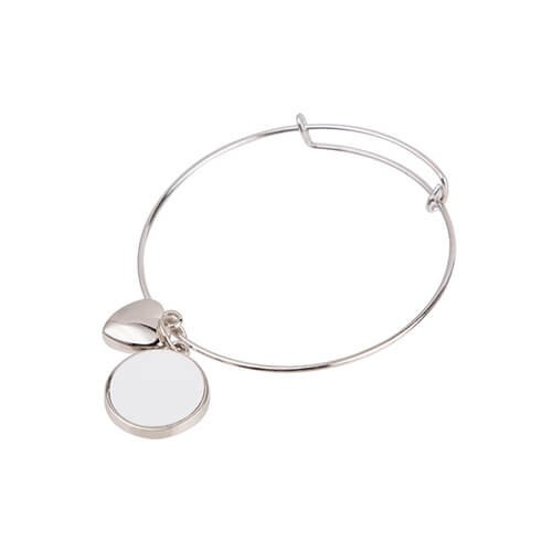 Bransoletka z sercem i okrągłą zawieszką do sublimacji