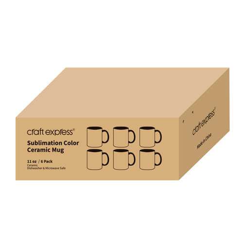 Zestaw 6 kubków Funny 330 ml JS Coating z czarnym wnętrzem i uszkiem do sublimacji