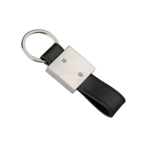 Brelok skórzano-metalowy do sublimacji - kwadrat - czarny