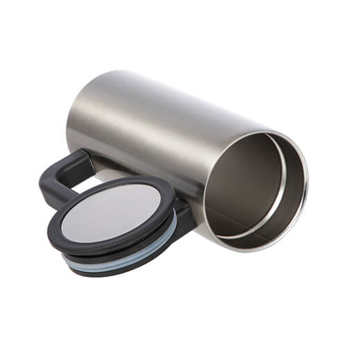 Kubek 360 ml z plastikowym uszkiem sublimacji - srebrny