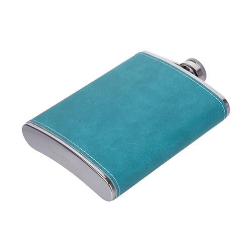 Piersiówka metalowa 240 ml z osłoną z zielonej skóry do sublimacji