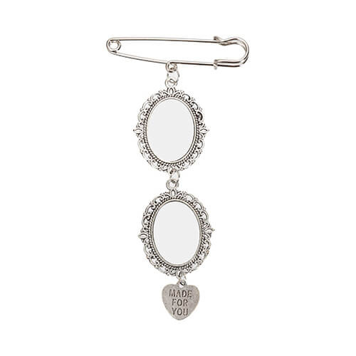 Podwójna owalna broszka - agrafka z zawieszka w kształcie serca do sublimacji