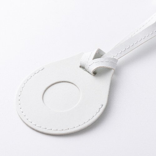 Skórzana zawieszka z paskiem na bagaż / etui na AirTag do sublimacji - biała