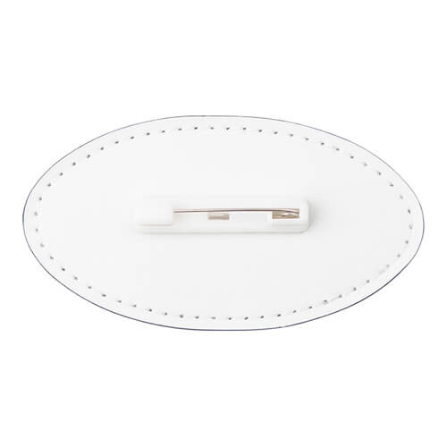 Identyfikator skórzany owalny 8,2 x 4,4 cm do sublimacji - biały