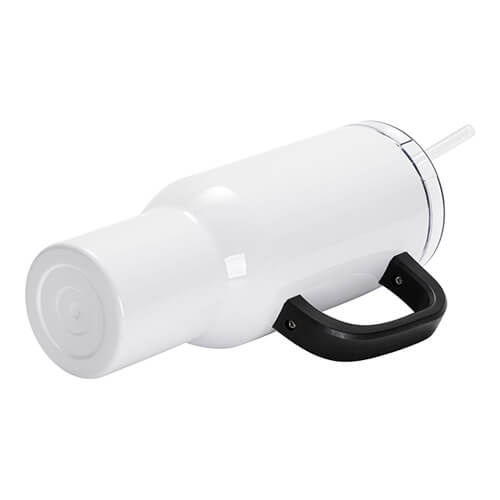 Kubek podróżny ze stali nierdzewnej 1200 ml z czarnym uszkiem do sublimacji - biały